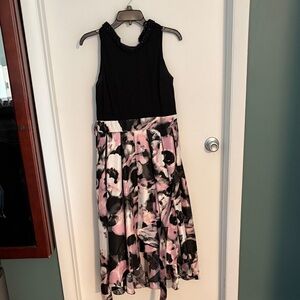SLNY Black and Pink High Low Dress